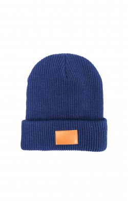 Heathered Knit Beanie with Leather tag