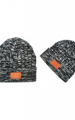 Acrylic Beanie with Leather Patch