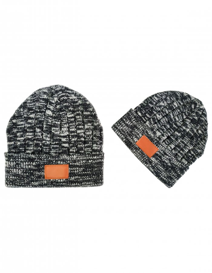 Acrylic Beanie with Leather Patch
